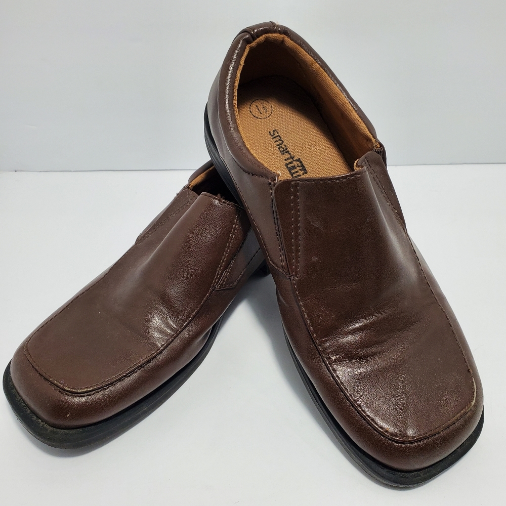 Smart Fit Slip On Brown Dress Shoes Boys 1 1/2